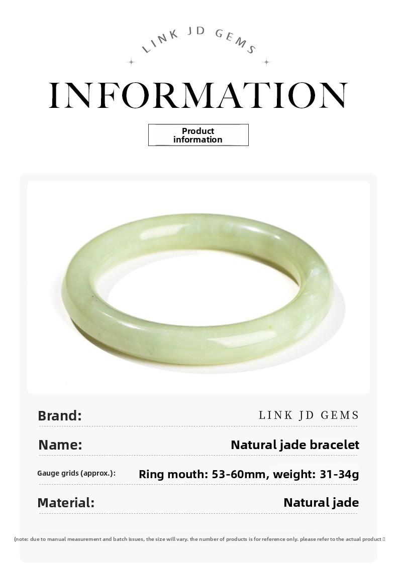 JD Jewelry Natural Underground White Jade Bracelet Round Bar Vintage Style Women's Bracelet Artistic Retro Trendy Simple Classic Style