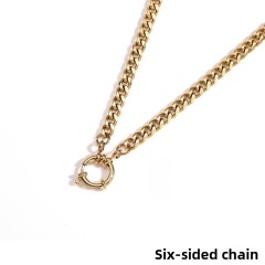 Gold : Six-sided Necklace 5mm*50cm/weight 24g