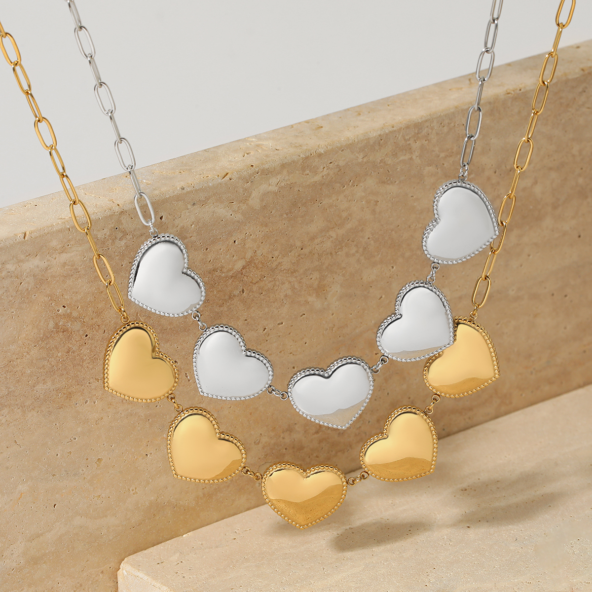 16K Gold Plated White Gold Plated 304 Stainless Steel 316 Stainless Steel  Ion Plating (IP) Heart Shape Casual Modern Style Pendant Necklace For Women's