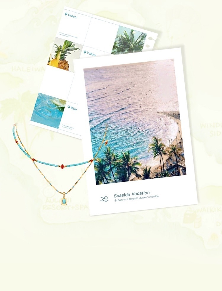 Three-layer Turquoise Bohemian Style Titanium Steel Collarbone Chain Necklace Women's Jewelry Accessories Heart Shape Geometric Pattern Design