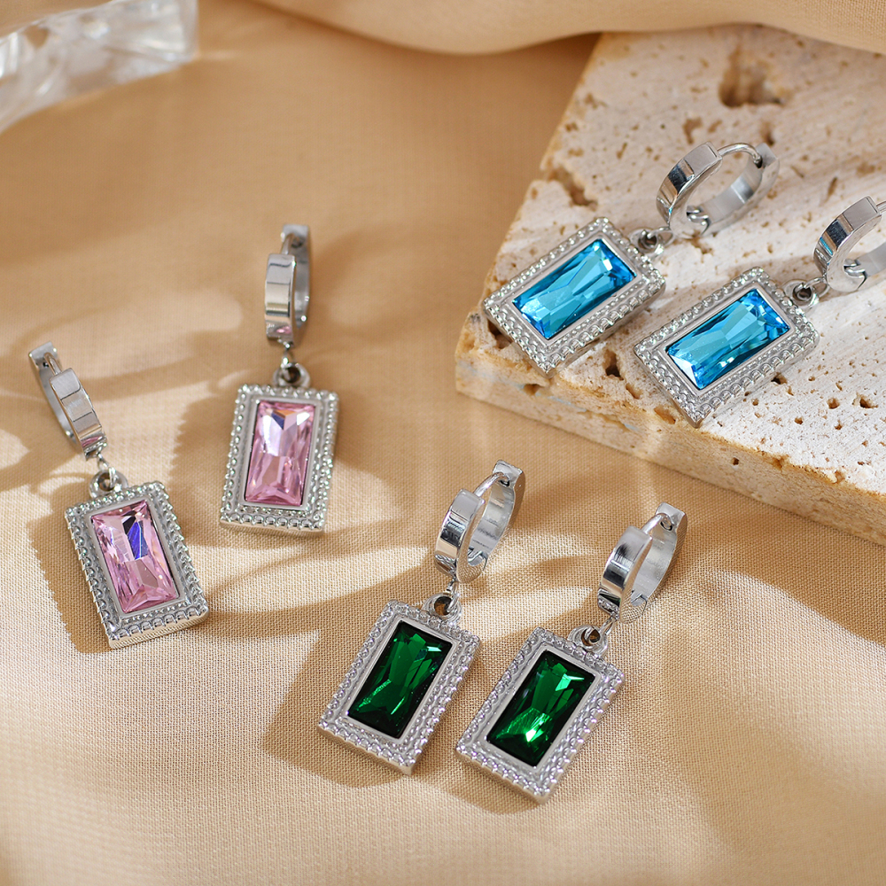 PVD Coated Gold Plated Square Stainless Steel Elegant Luxurious Simple Style Waterproof Non Tarnish Earrings