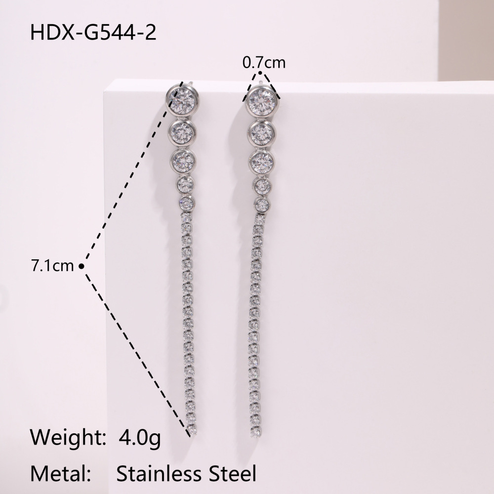 Zircon Series Luxury Stainless Steel Earrings Gold Plated 18K Elegant Geometric Pattern Women's Fashion Jewelry Accessories