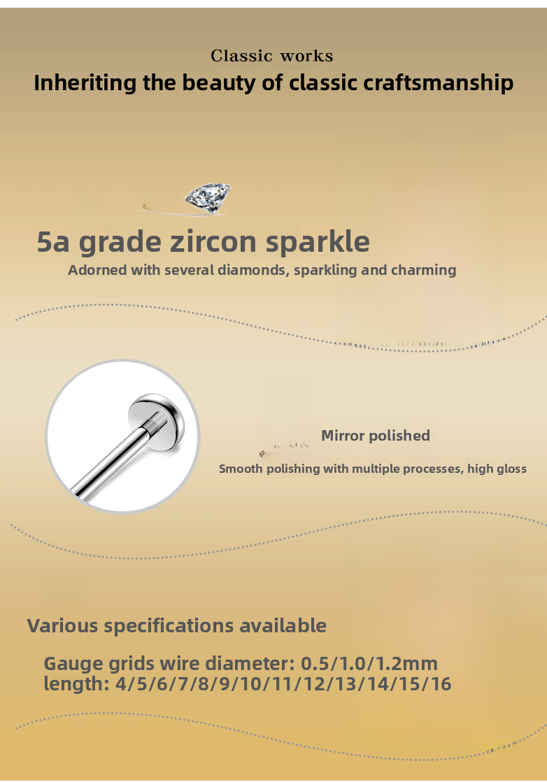 136 Titanium Alloy Leaf Design Multi-Diamond Earrings Body Piercing Lip Stud Women's Jewelry Simple Geometric Pattern