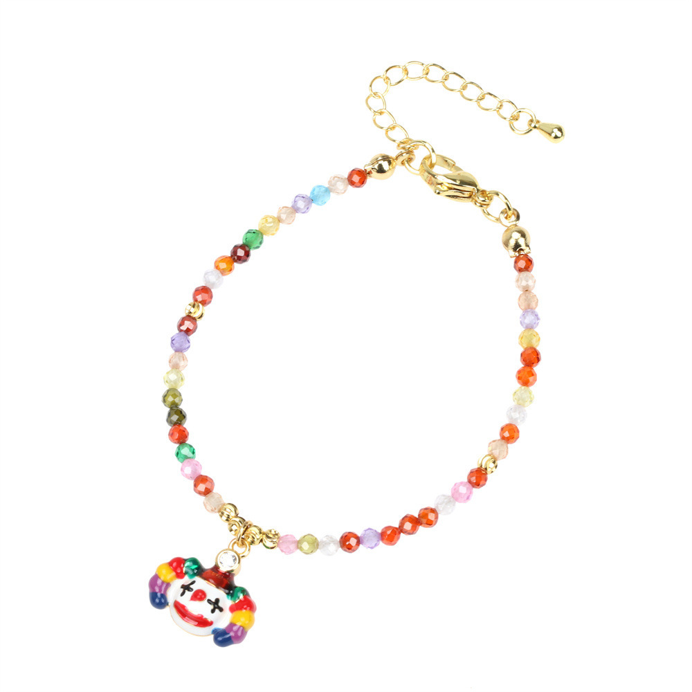New Halloween Cosplay Clown Pendant Dripping Oil Copper Gold-plated Bead Bracelet