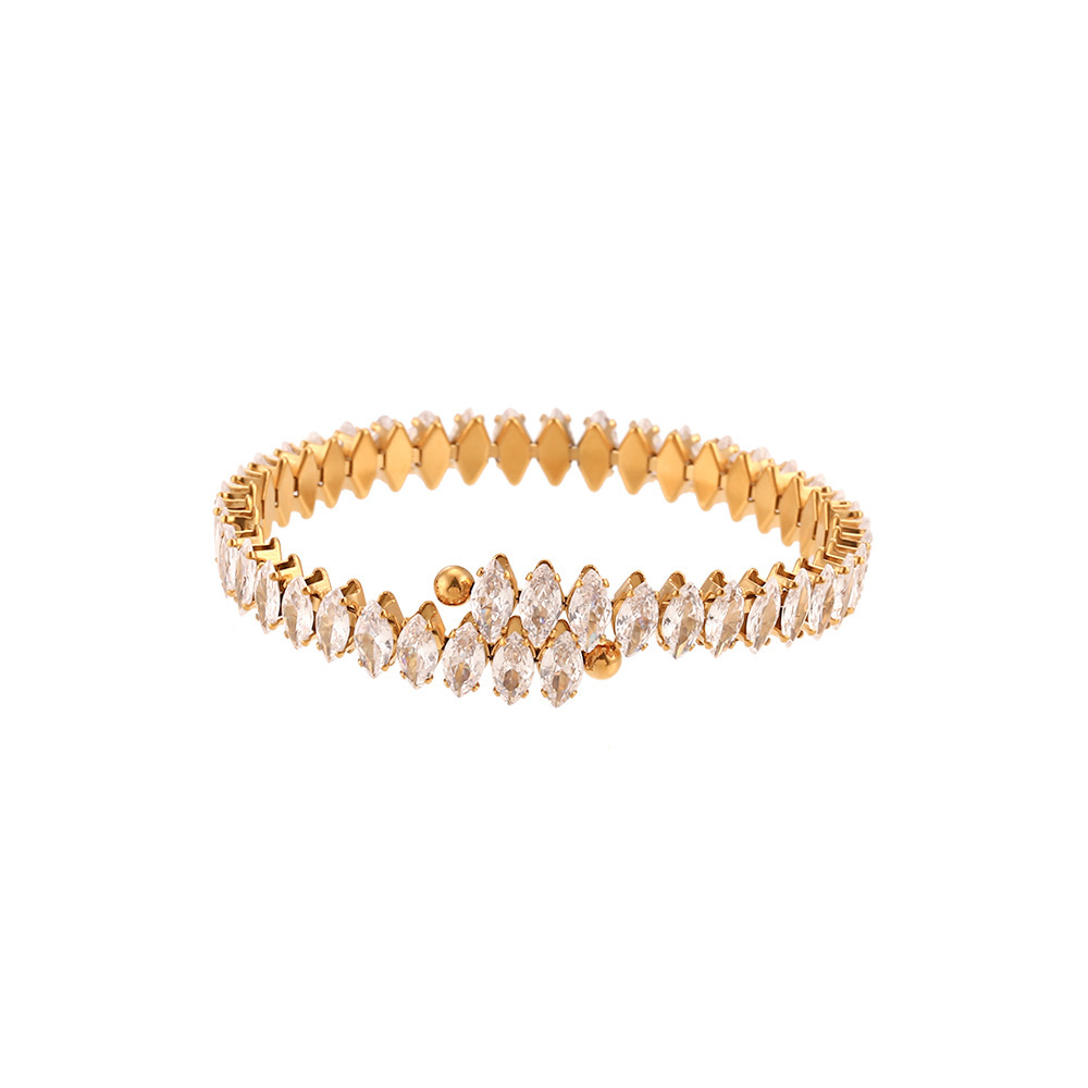 PVD Coated Real Gold Plated 18K Gold Solid Color 304 Stainless Steel Fashion Waterproof Non Tarnish Bangle