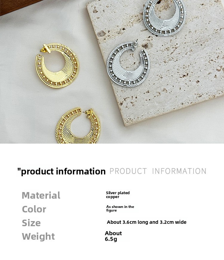 Elegant Unique Geometric Titanium Steel Plated Gold U-Shaped Earrings Women Fashion Jewelry Accessories OL Style Copper Material