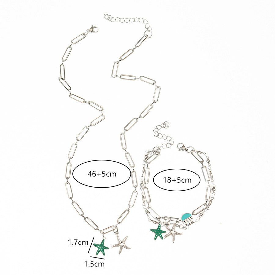 316 Stainless Steel  Ion Plating (IP) Zircon Starfish Waterproof Non Tarnish Casual Beach Jewelry Set For Women's