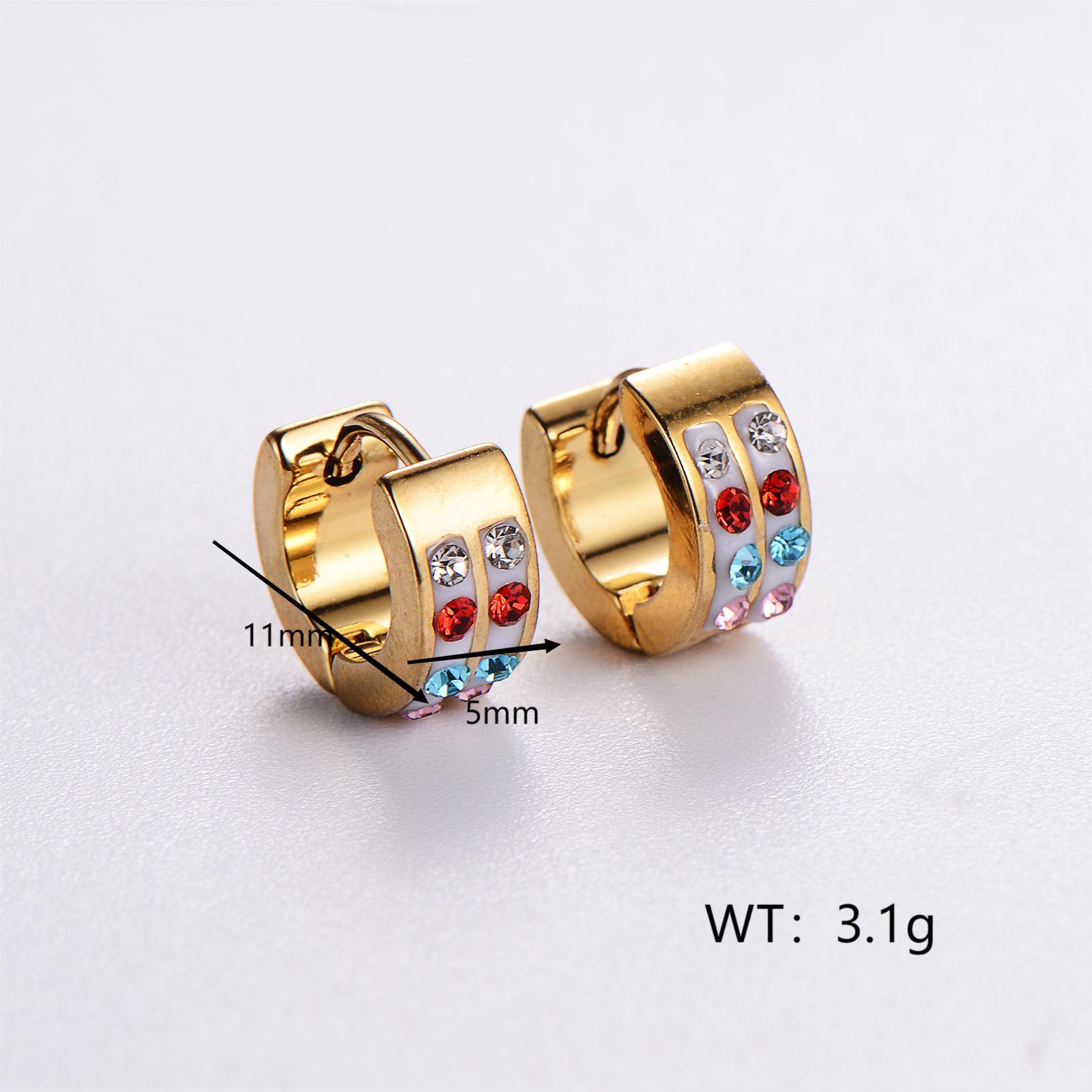 Stainless Steel Solid Color Rhinestones Imitation Gold  Simple Style Classic Style Gold Earrings