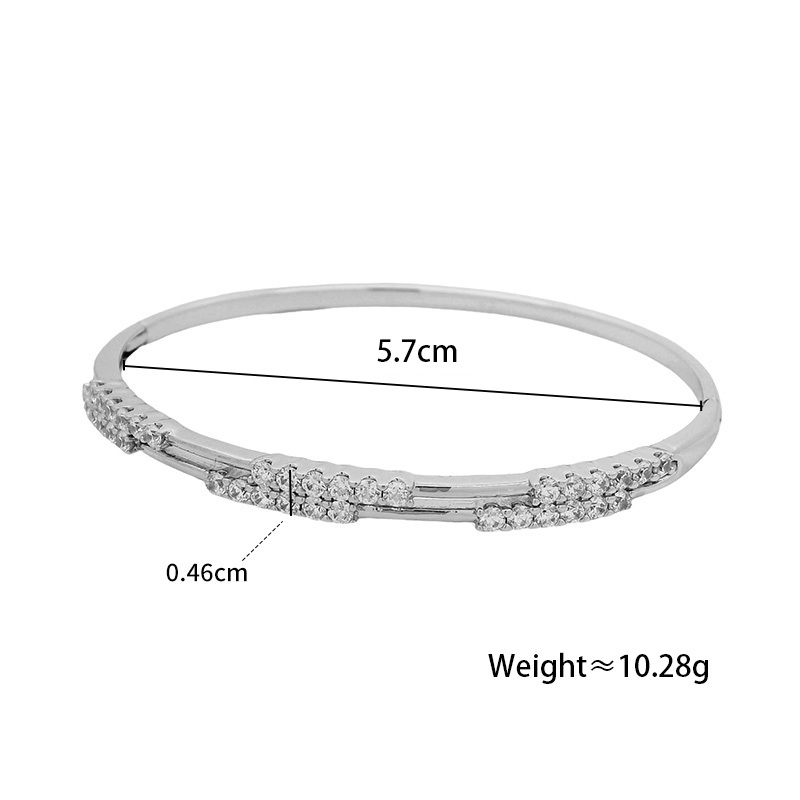 Elegant Double Row Zirconia Embedded Bracelet Classic Simple Stylish Daily Commute  Style Copper Alloy