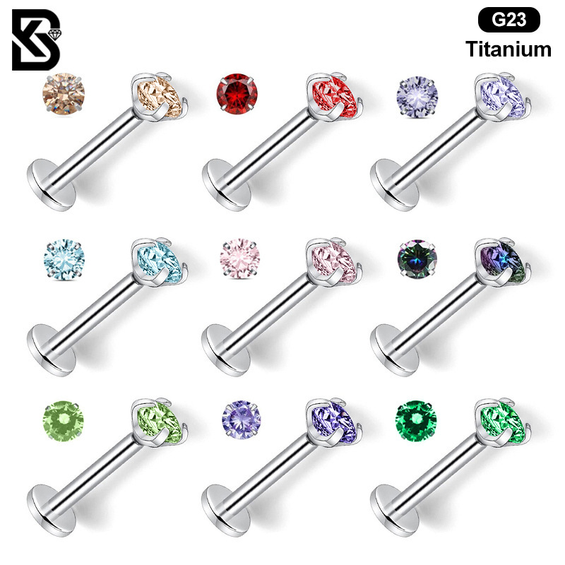 10 PCS/Package Lip Rings Modern Style Classic Style Geometric Titanium Alloy Zircon Lip Rings Ear Cartilage Rings & Studs