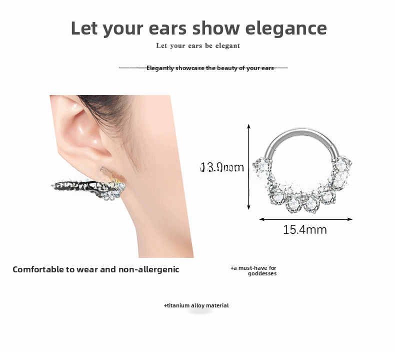 Fashion Titanium Alloy Nose Ring Jewelry For Women Luxurious Simple Personality G23 Earrings Lip Ring Piercing Accessories