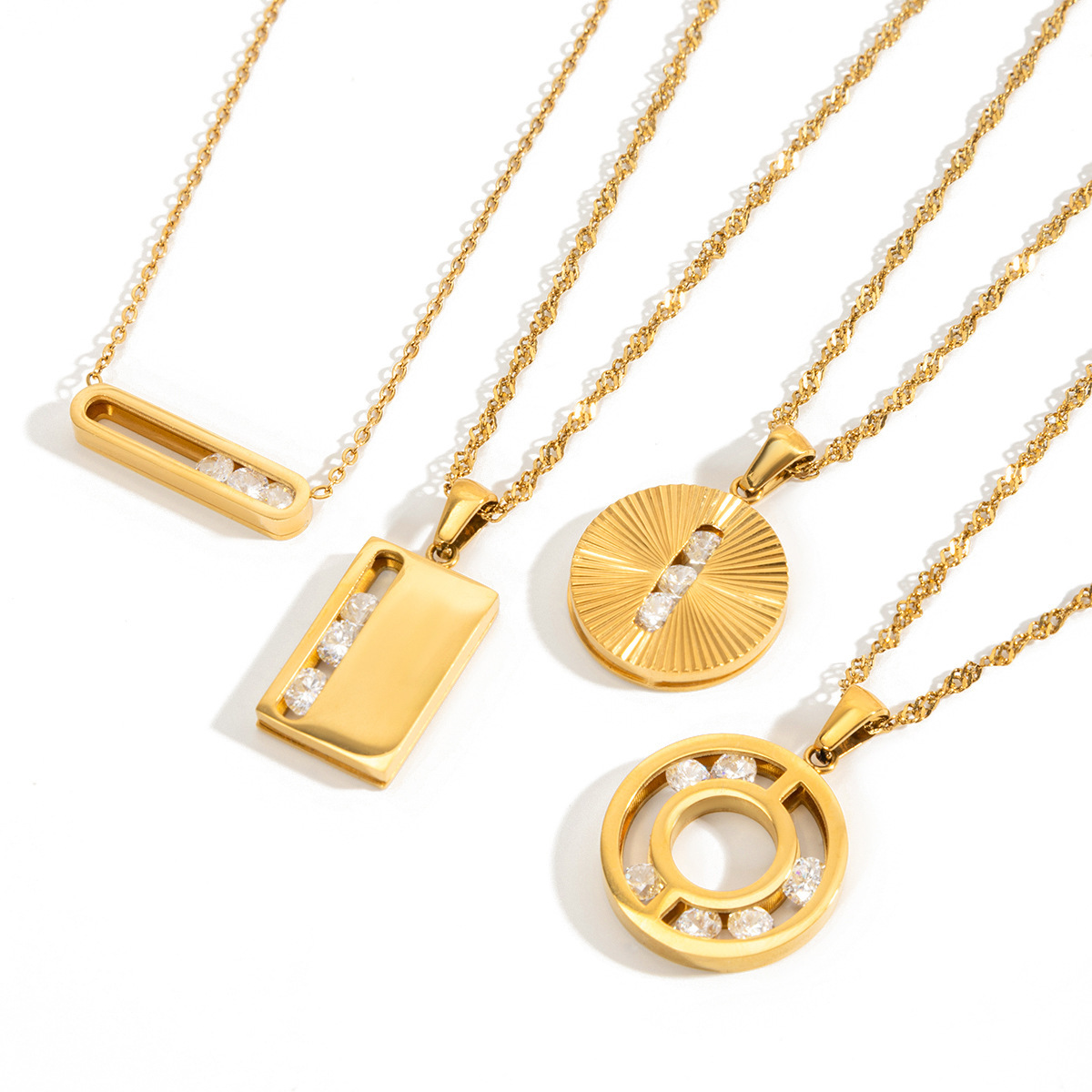 304 Stainless Steel Movable Zircon Vacuum Electroplating (In Furnace) Necklace Accessories For Women Autumn Winter Sweater Chain  Hot-Selling Titanium Steel Jewelry