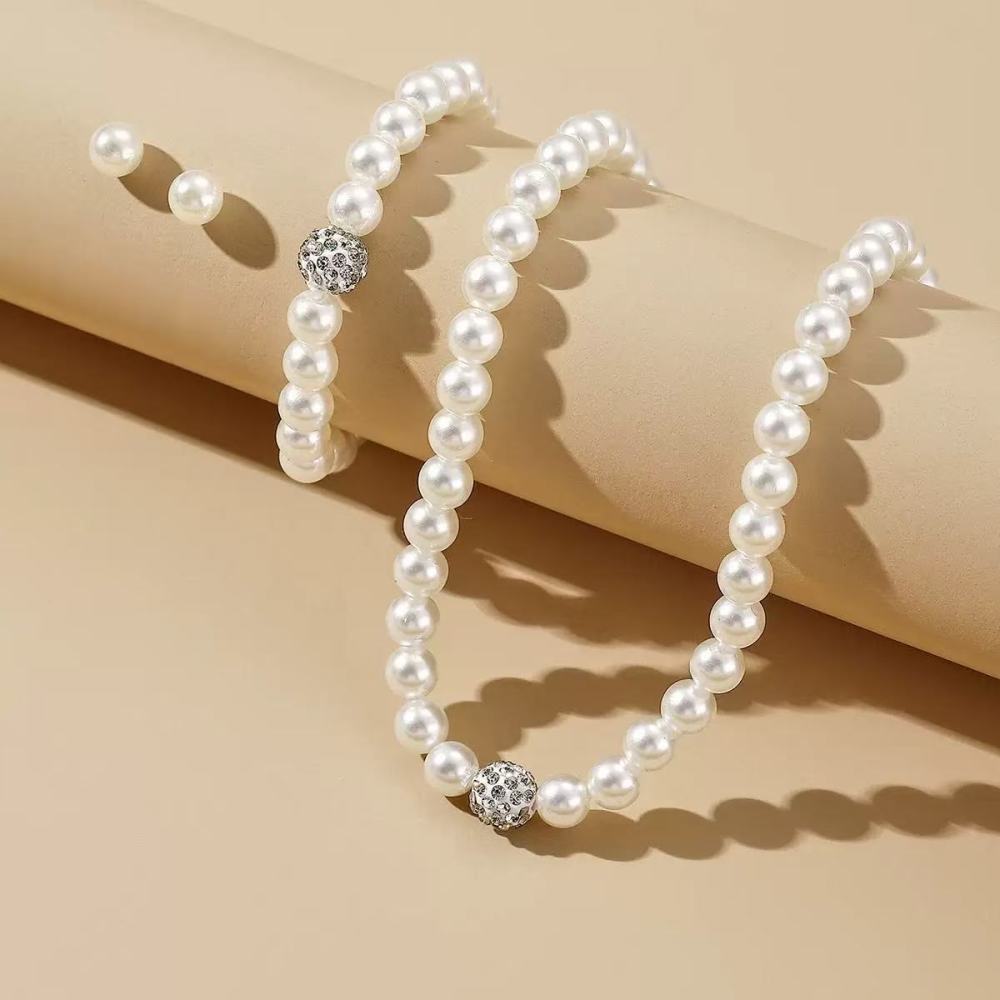 Elegant  Style Pearl Necklace Set Simple Fashionable Eight Piece Set Vintage Light Luxury Jewelry Accessories