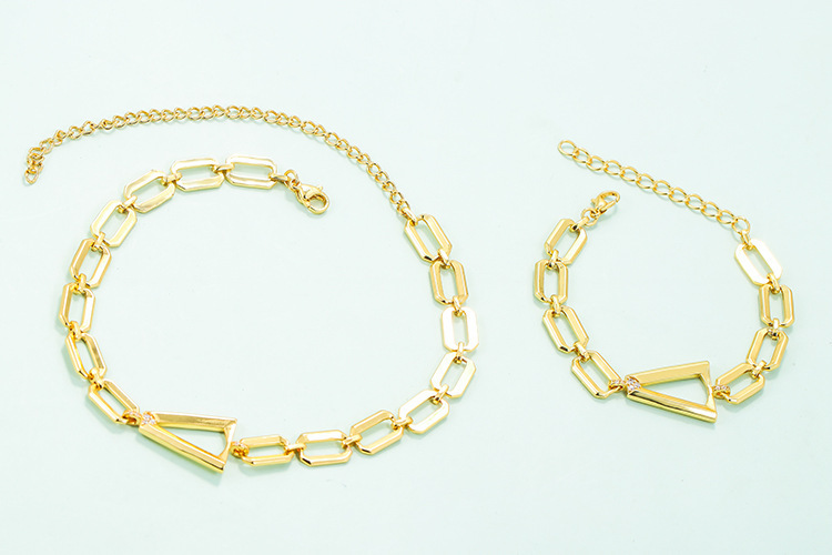 Hip Hop Wide Triangle Hollow Cuban Chainbracelet Necklace Wholesale Nihaojewelry