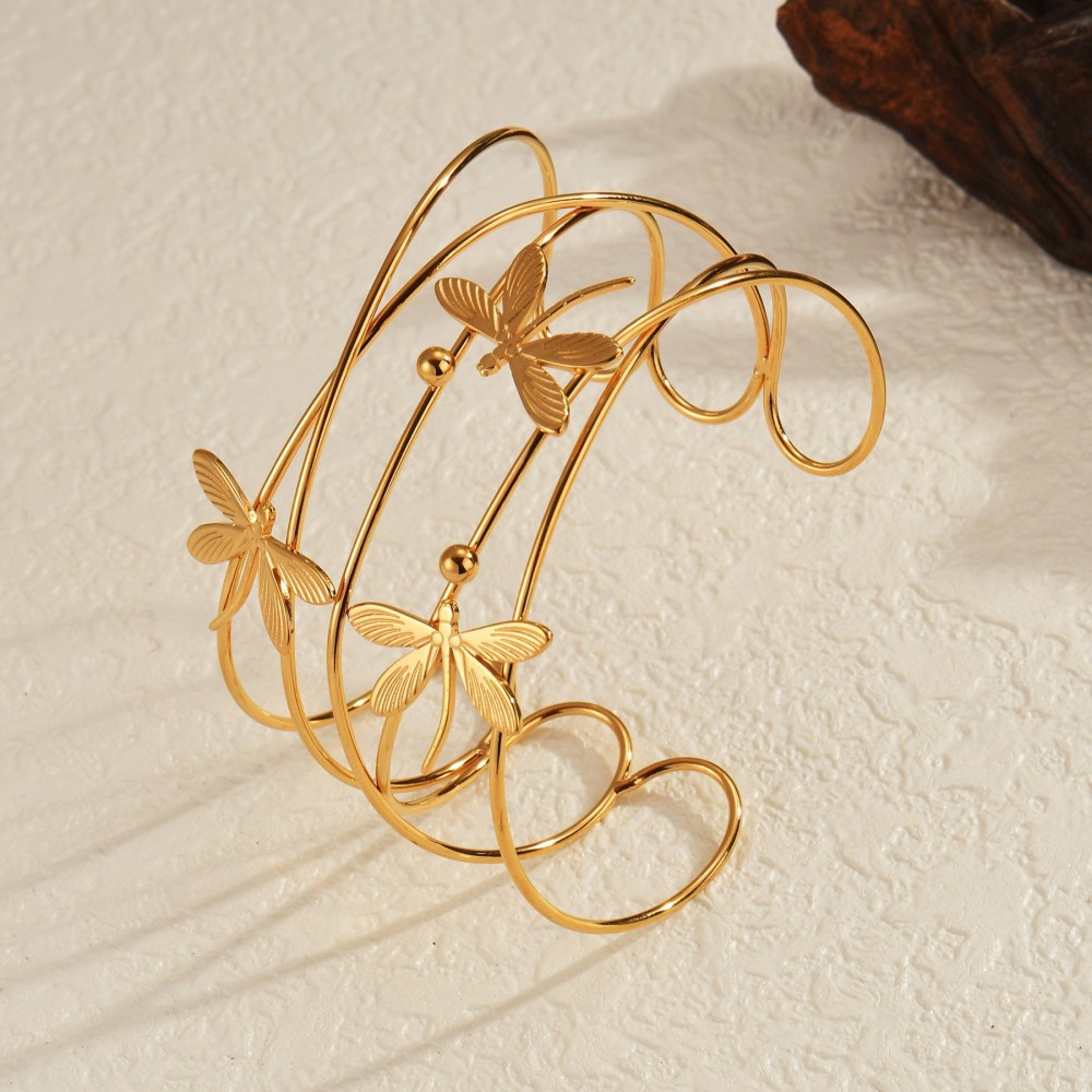 Stainless Steel Hollow Dragonfly Multi-layer Bracelet For Women Simple Jewelry Handmade Accessories