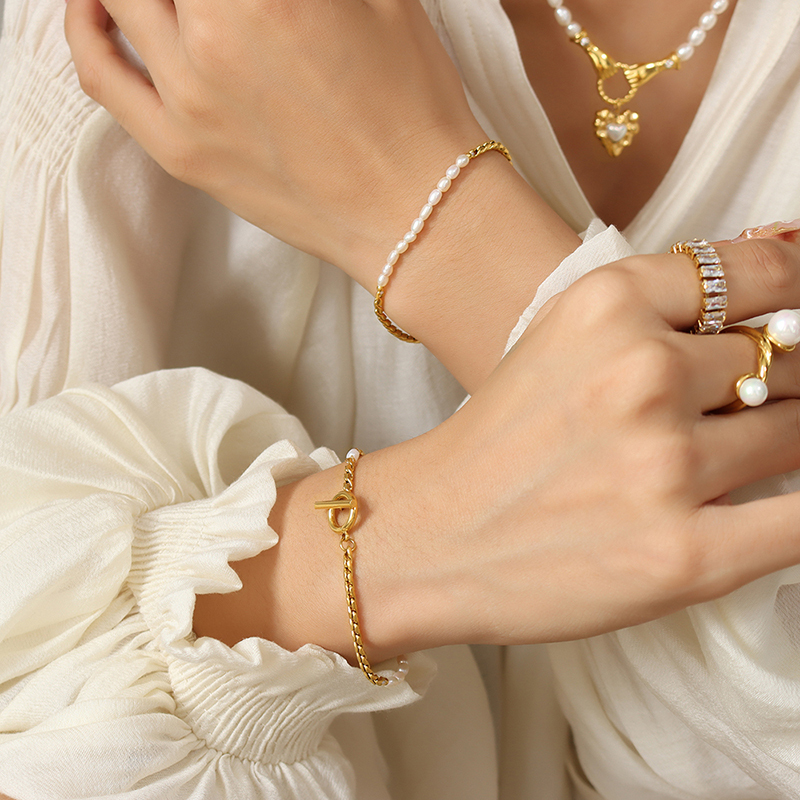 PVD Coated Real Gold Plated 18K Gold Geometric 304 Stainless Steel Classic Style Waterproof Non Tarnish 304 Stainless Steel Bracelets