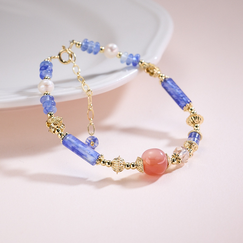 Natural Multi-Gemstone Necklace Bracelet Set Agate Quartz Geometric Pattern Minimalist Style Women's Jewelry Accessories