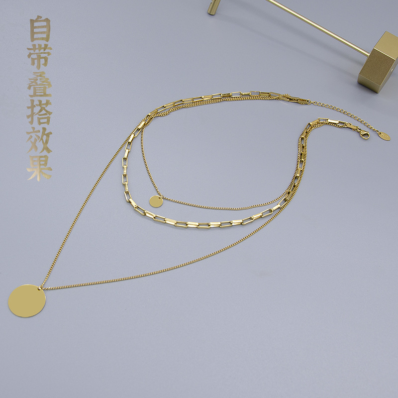PVD Coated Real Gold Plated Geometric Titanium Steel Fashion Waterproof Non Tarnish Necklace