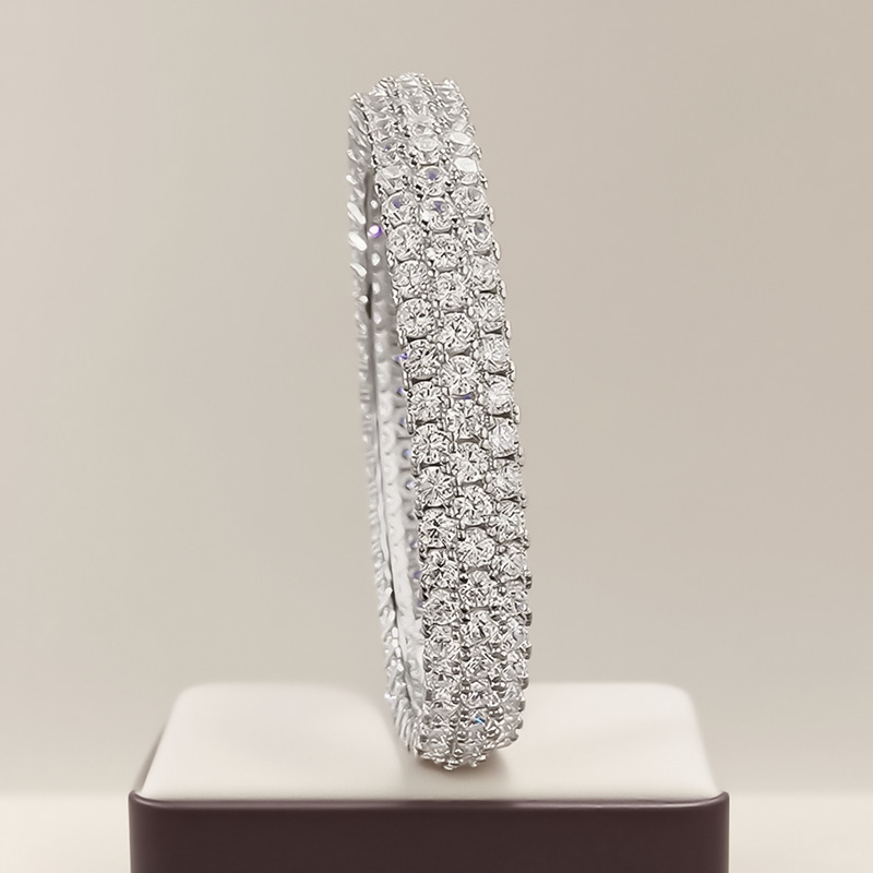 Fashionable Full Diamond Copper Bracelet Unisex Geometric Patterned Jewelry Wish Bestseller Style For Men And Women