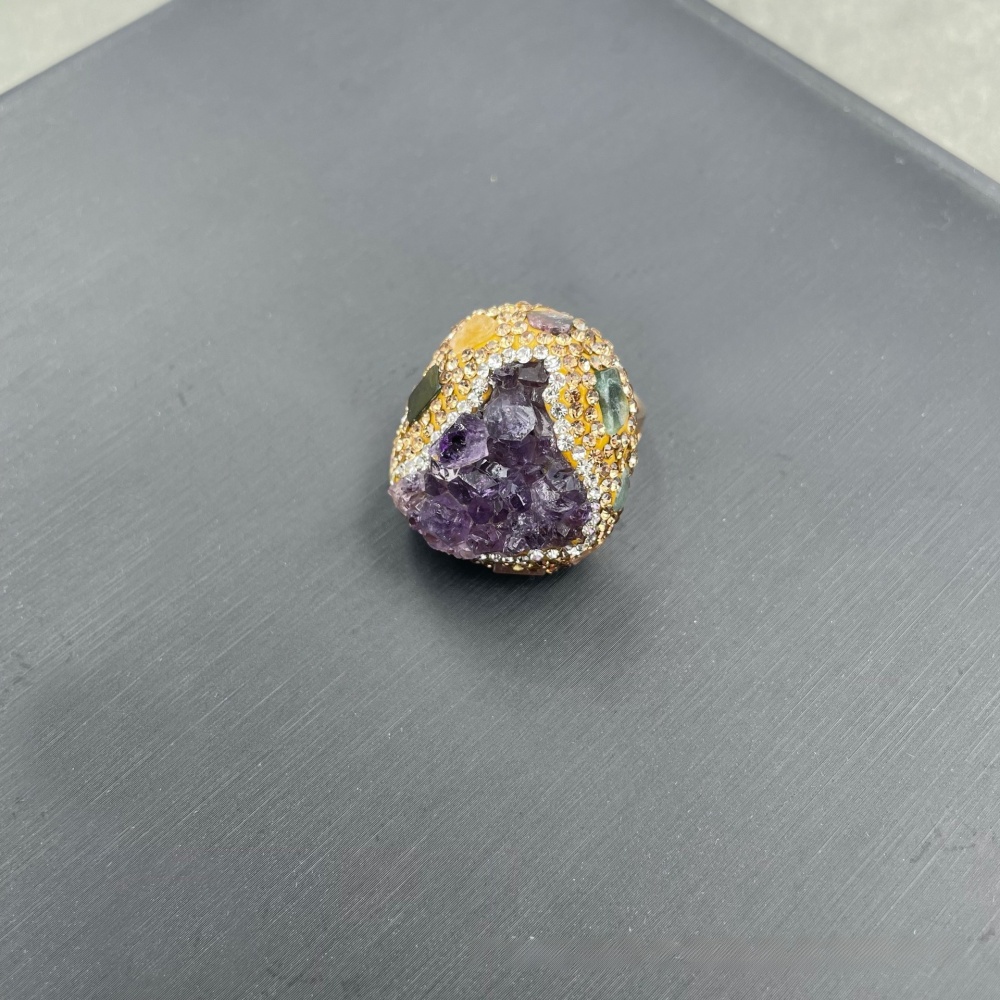 Natural Original Mine Crystal Tooth Gem Ring Uruguay Purple Quartz Finger Ring  Personality Accessories