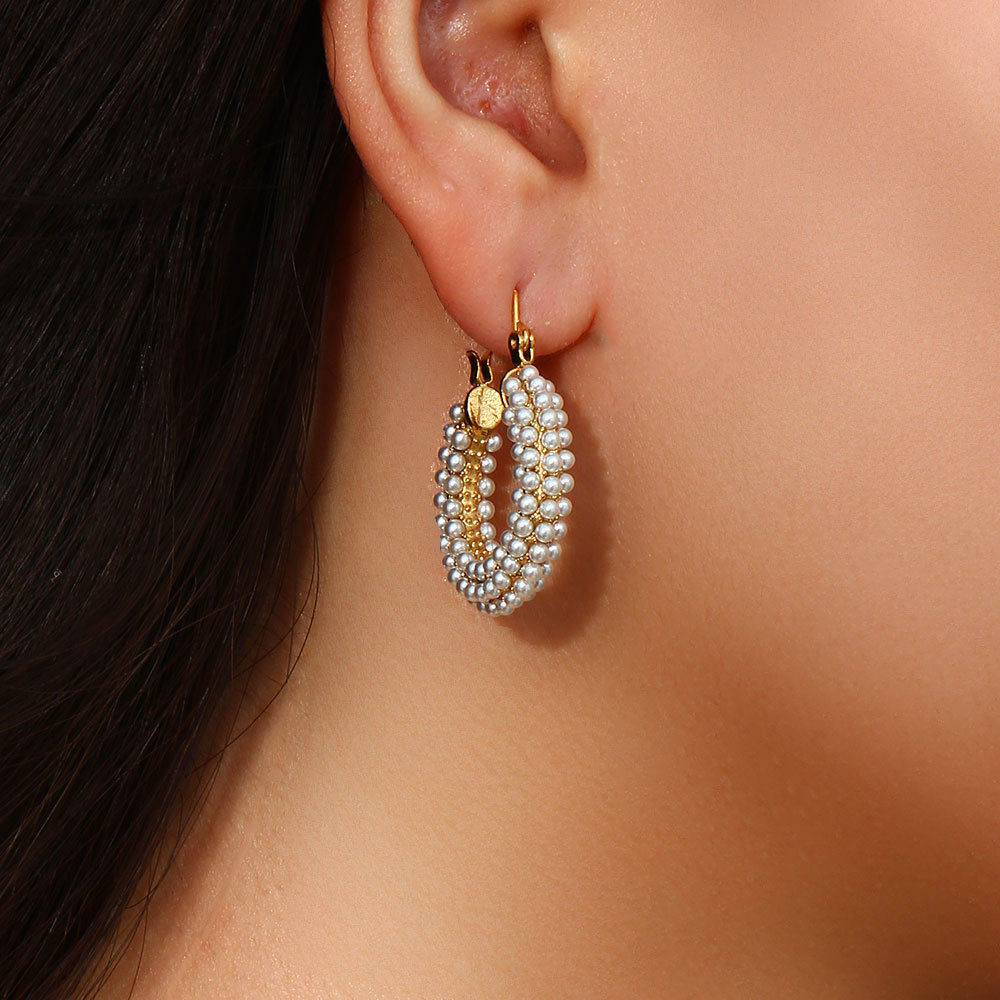 PVD Coated Real Gold Plated 18K Gold U Shape 304 Stainless Steel Fashion Waterproof Non Tarnish Hoop Earrings