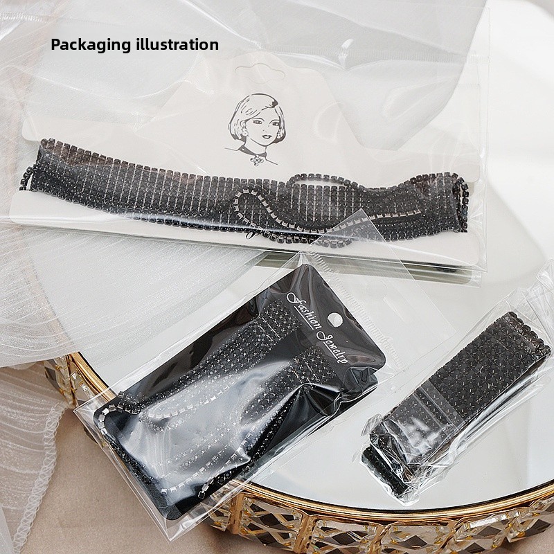 Full Diamond Claw Chain Necklace Bracelet Ring Earrings Four-Piece Set Geometric Women's Jewelry Accessories