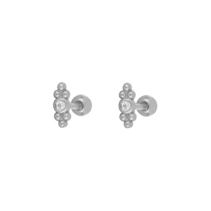 Minimalist Zircon Earrings Women's Set Simple Pierced Hoop Clip-on Earrings Jewelry Accessories
