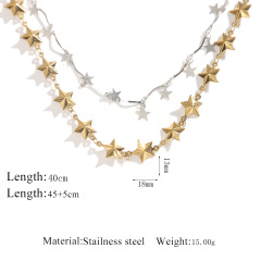 Stainless Steel Jewelry Star Necklace Double Layer
