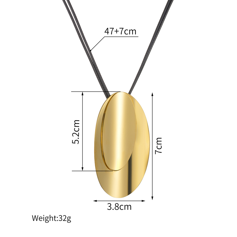 304 Stainless Steel Oval PVD Coated Stone-Free 14K Real Gold Plated Simple Style Classic Style Waterproof Non Tarnish Irregular Plating Gold Pendant Necklace