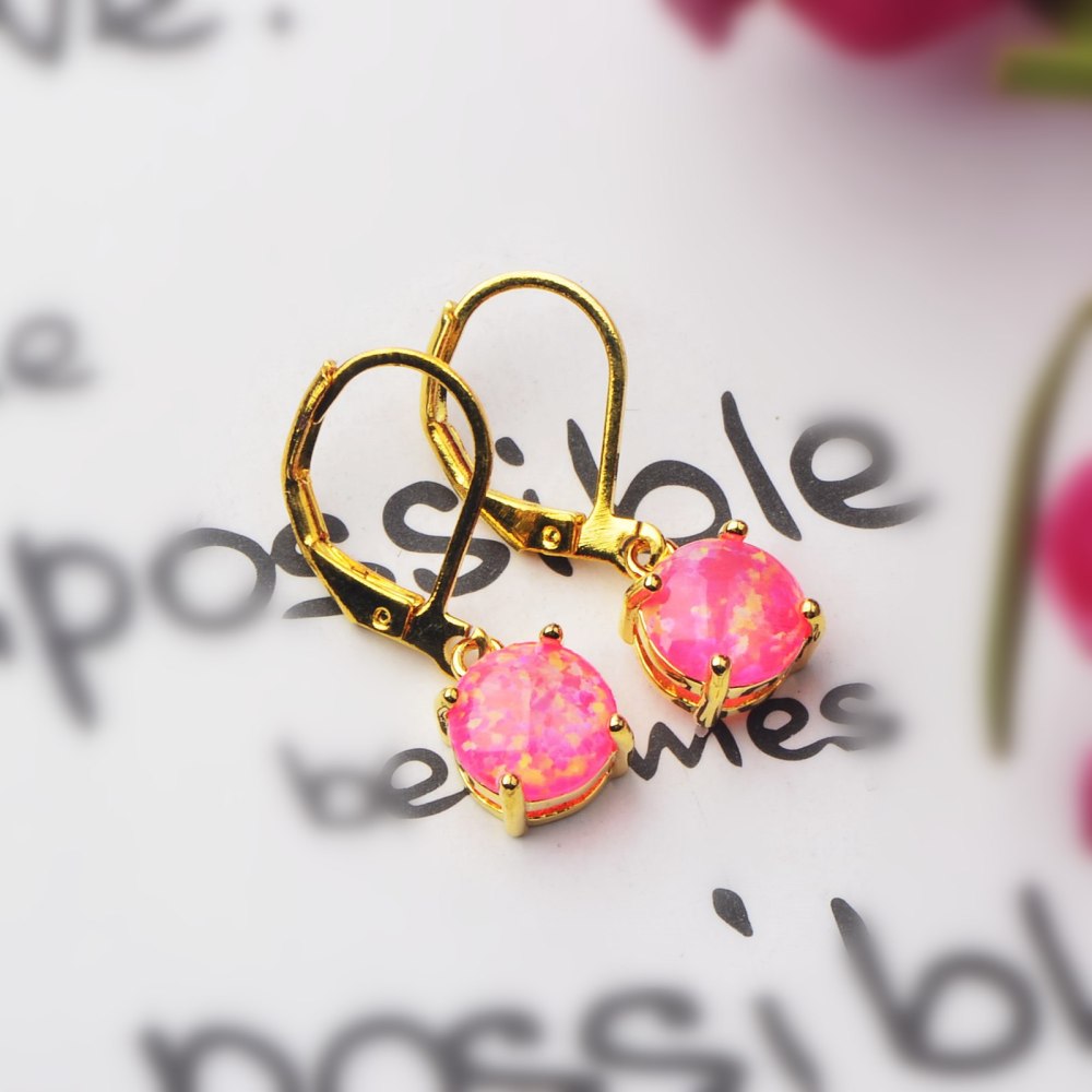 Simple Round Opal Earrings TikTok Ins  Style Jewelry Accessories Copper Material Holiday Style