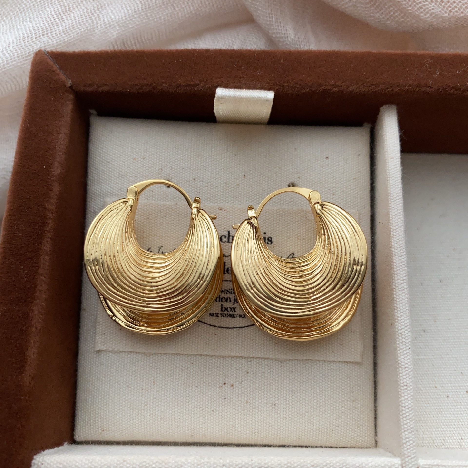 Sexy Large Earrings Trendy Street Style Retro Exaggerated Brass Plated Gold Geometric Pattern Women's Jewelry Fashion Accessories