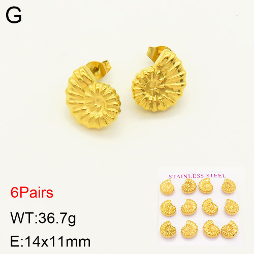 INS New  Fashion Titanium Steel Conch Stud Earrings 18K Golden Stainless Steal Earrings Niche Design High Earrings Women's Stud Earrings