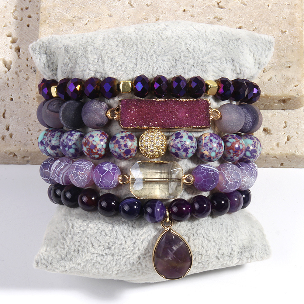 Simple Style Classic Style Geometric Natural Stone Beaded Chain Bracelets In Bulk