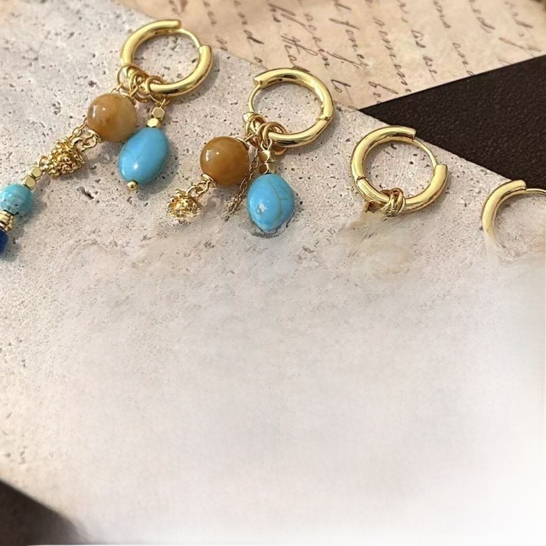 Vintage Pendant Earrings Vacation Travel Accessories Geometric Gold Plated