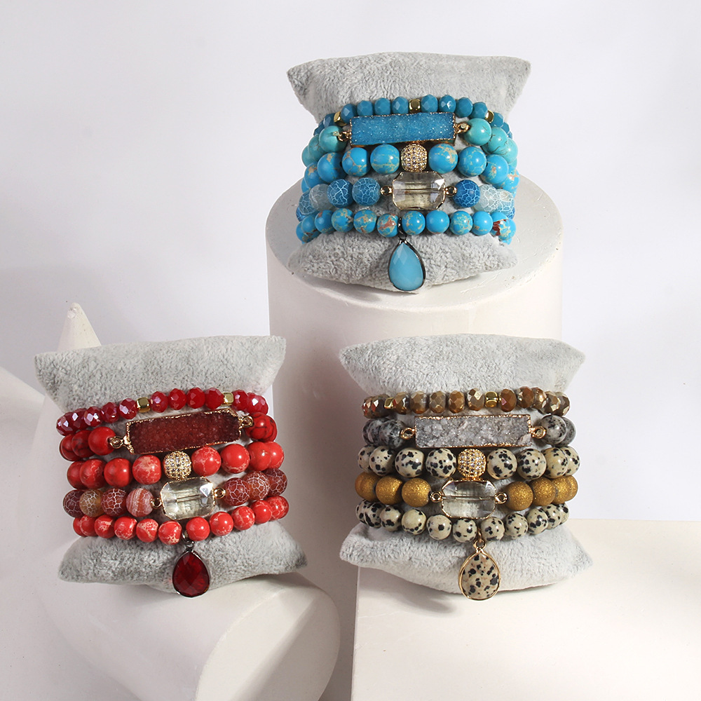 Simple Style Classic Style Geometric Natural Stone Beaded Chain Bracelets In Bulk