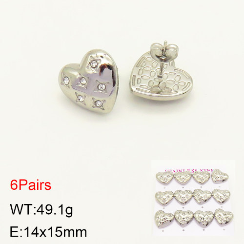 INS New  Fashion Titanium Steel Love Heart Stud Earrings 18K Gold Stainless Steel Love Element Earrings Niche Design High Earrings Women's Earrings