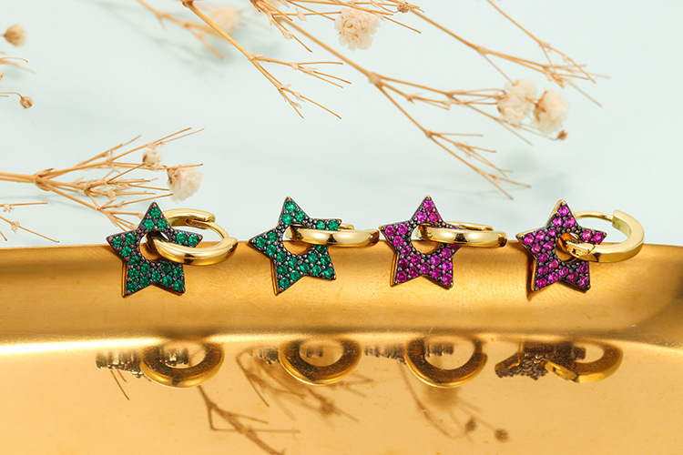 Wholesale Jewelry Five-pointed Star Diamond Copper Ear Clip Nihaojewelry