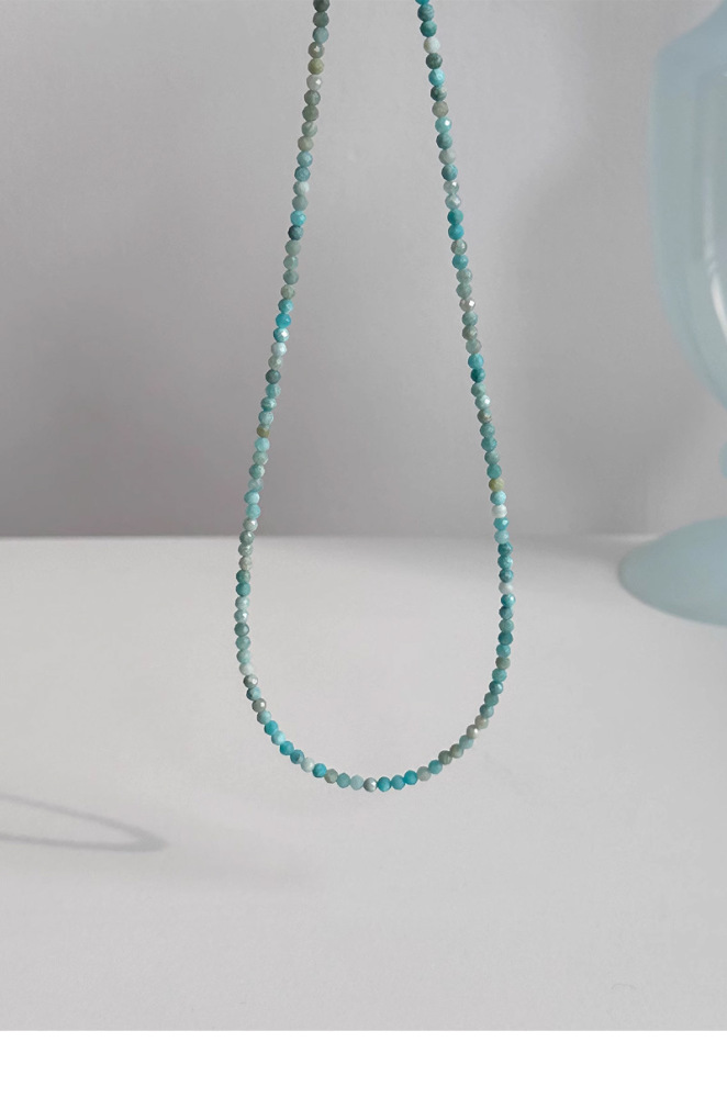 Natural Stone Sea Blue Beads Necklace Women's Summer Lockbone Chain Non-fading Luxury Unique Choker Jewelry Accessories
