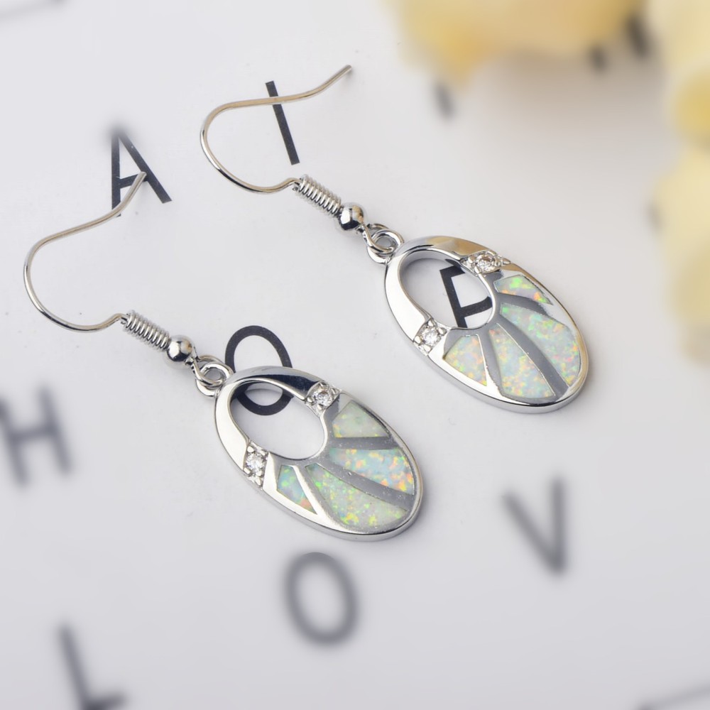 TikTok Ins Style Oval Opal European Amber European Fashion Drop Earrings Copper Material Holiday Style Jewelry Accessories