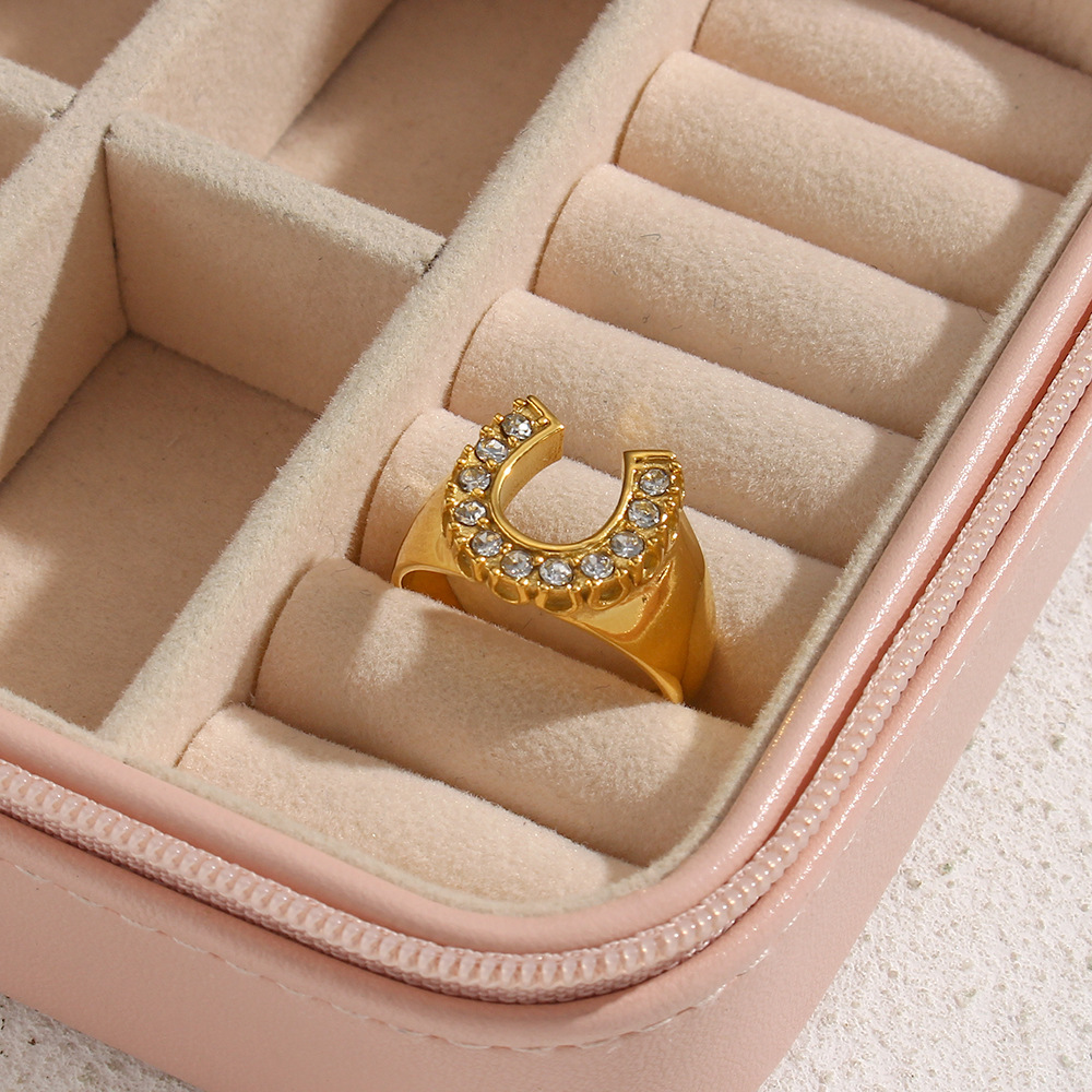 PVD Coated Real Gold Plated 18K Gold Geometric 304 Stainless Steel Fashion Waterproof Non Tarnish Rings