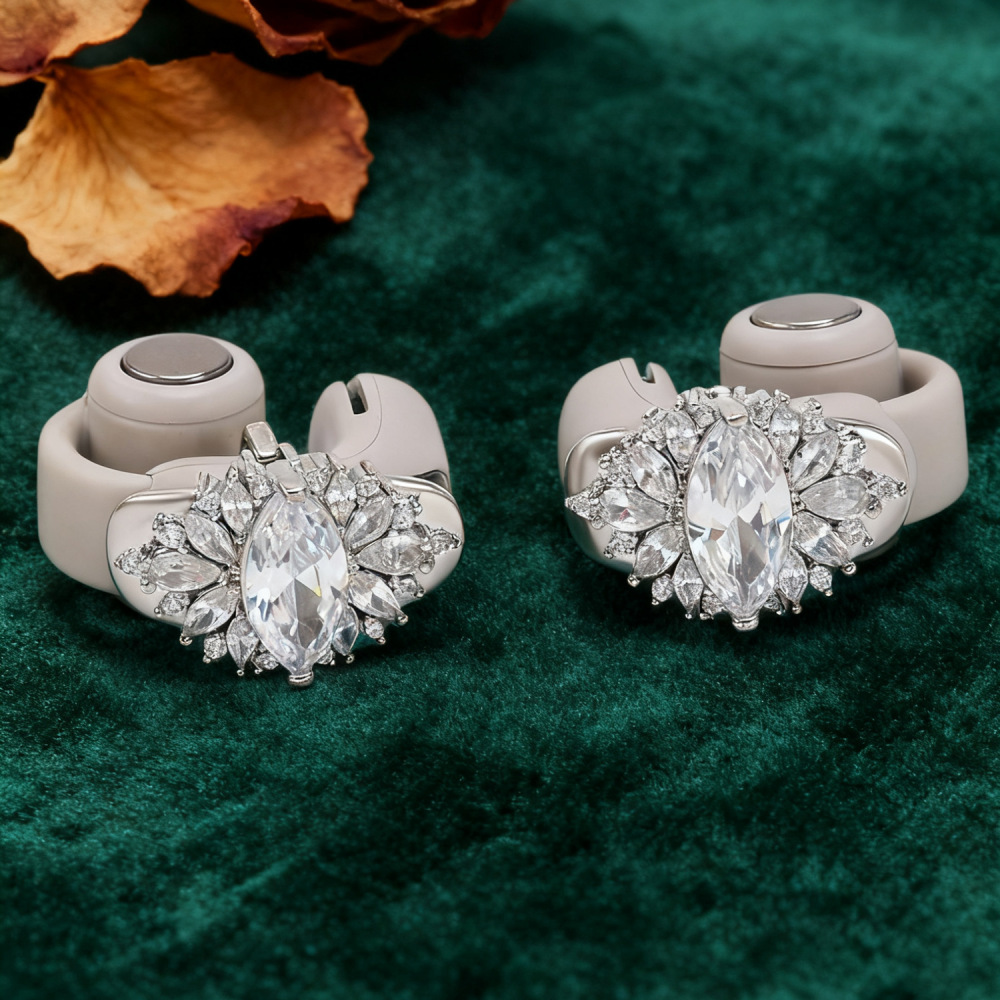 Shiny Copper Inlaid Zircon Ice Flower Earphone Clip Elegant Ear Clip Earphone Accessories