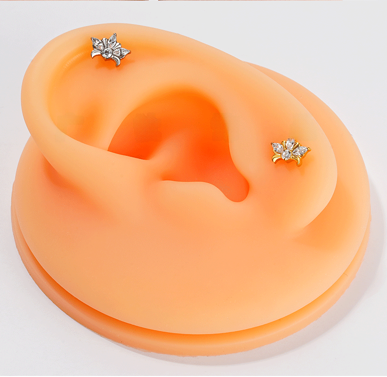 Titanium Alloy Crown Flower Earrings For Women Body Piercing Lip Tongue Jewelry Simple Geometric Pattern Wedding Birthday