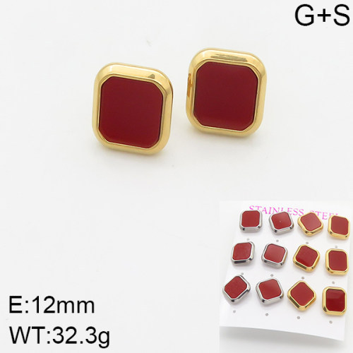 INS New  Fashion Titanium Steel Square Shell Stud Earrings Female 18K Gold Stainless Steel Shell Element Earrings Earrings Niche Design High Earrings