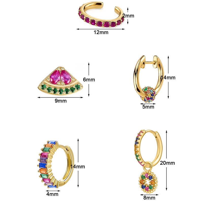 Square Colorful Zircon Earrings For Women Charming Resin Copper Stud Jewelry Accessories