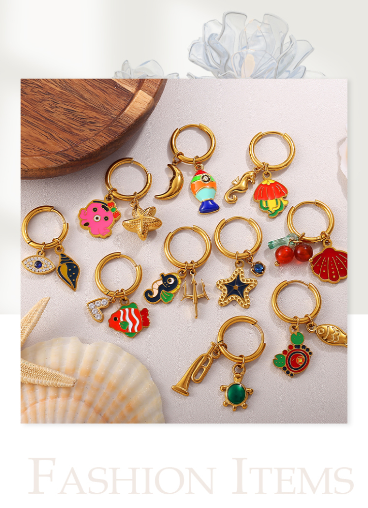 Fashionable Versatile Pendant Drop Earrings Ocean Series Vintage DIY Pendants Luxury Accessories Stylish Match All Ear Jewelry