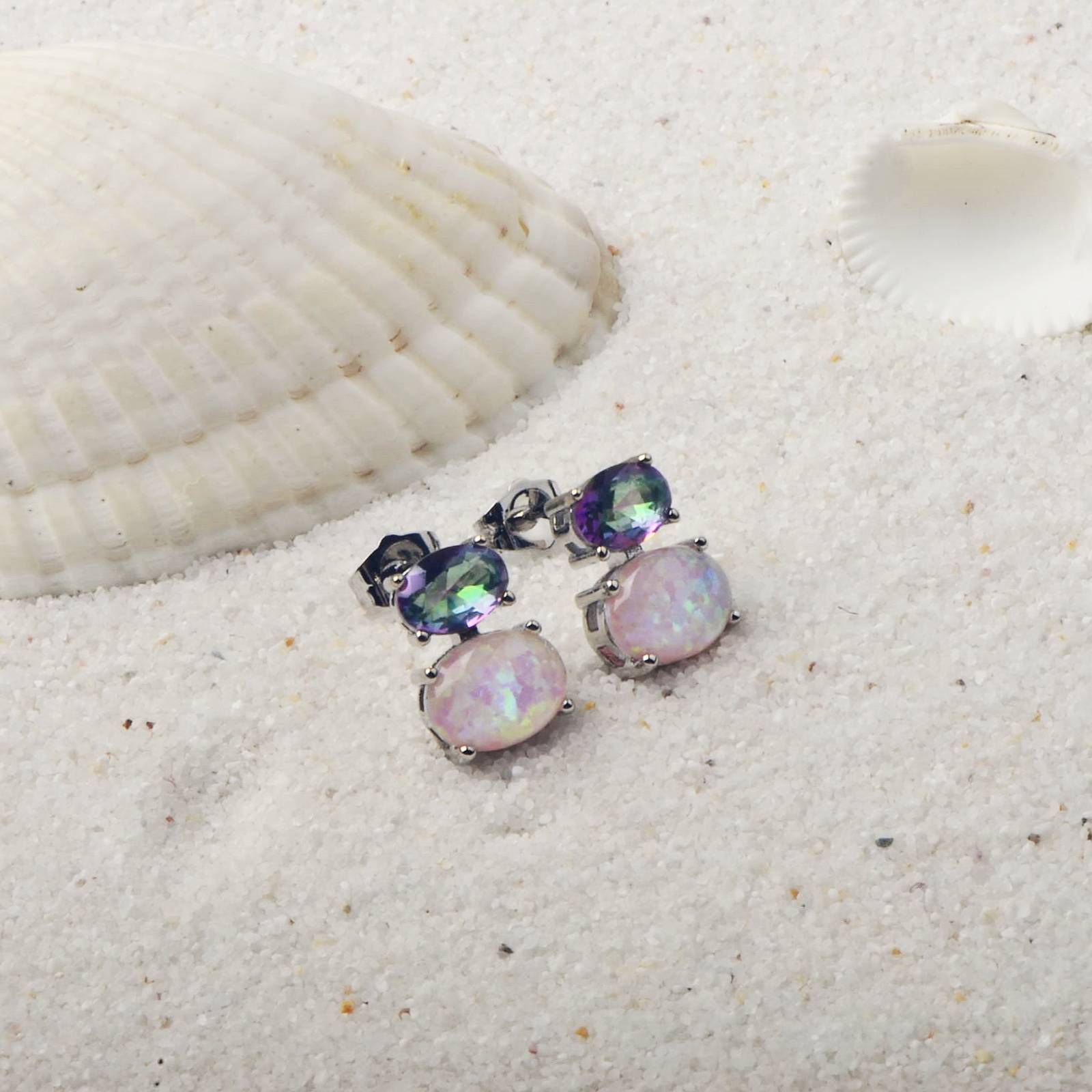 Hawaii Style Oval Shape TikTok Popular Ear Cuff Rings Opal Unisex Copper Material Jewelry Accessories Ear Rings Circular And Oval