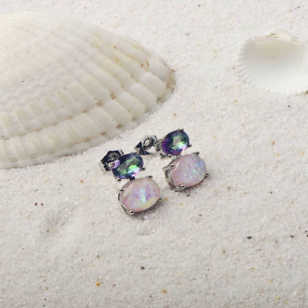 Hawaii Style Oval Shape TikTok Popular Ear Cuff Rings Opal Unisex Copper Material Jewelry Accessories Ear Rings Circular And Oval