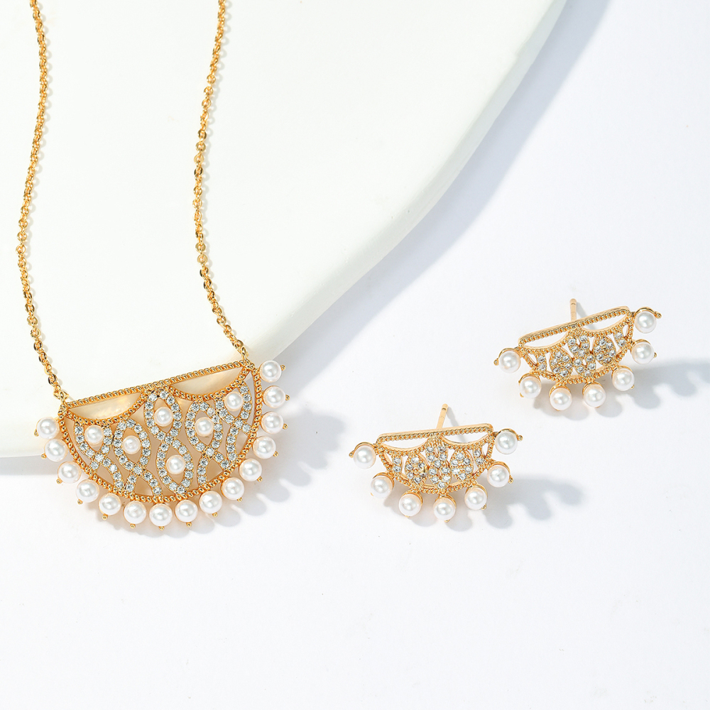 2-Piece Copper Inlaid Zircon Ramadan Festival Middle Eastern Hollow Pattern Ethnic Style Elegant Exquisite Women's Earrings Pendant Suitable For Holiday Party Banquet Jewelry Accessories