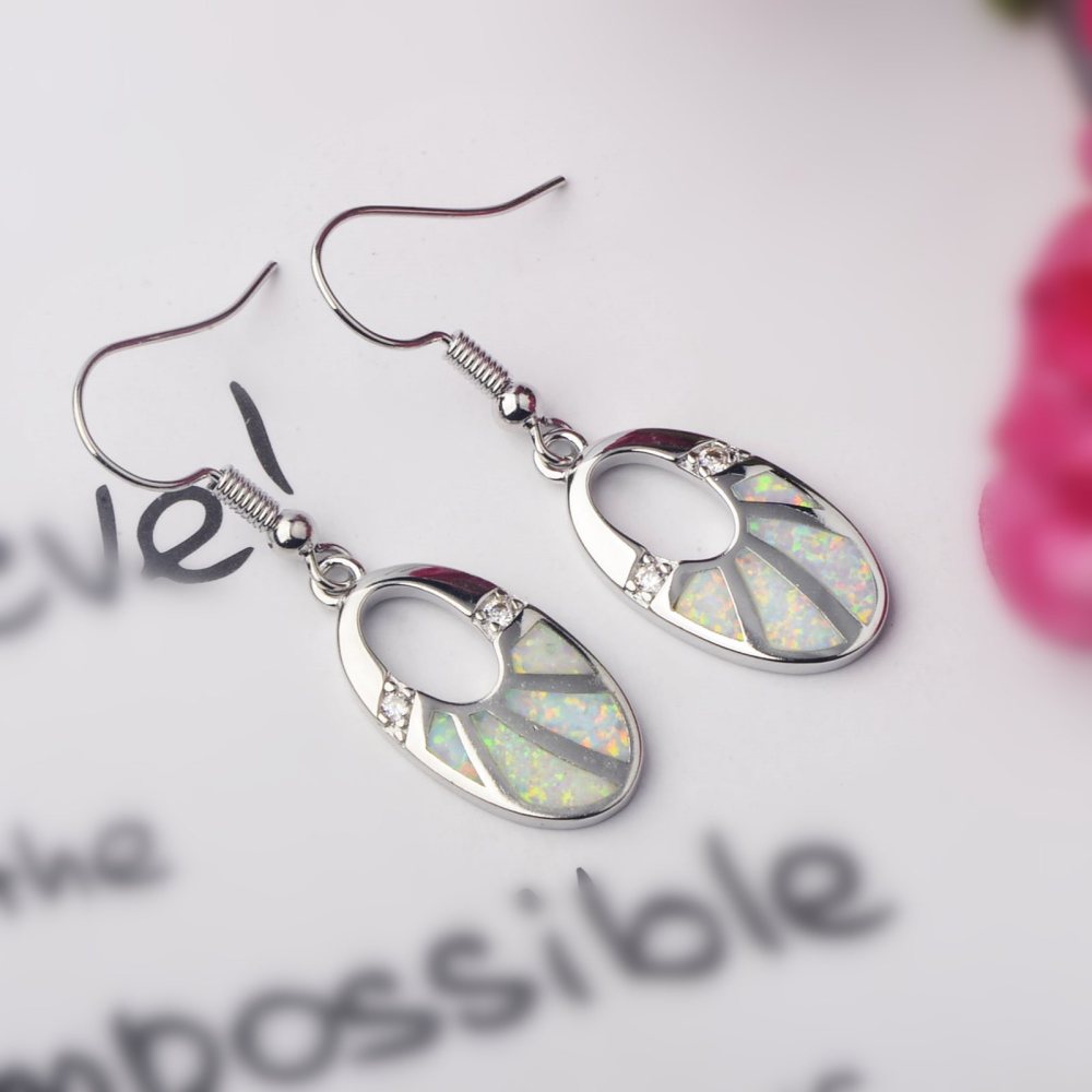 TikTok Ins Style Oval Opal European Amber European Fashion Drop Earrings Copper Material Holiday Style Jewelry Accessories