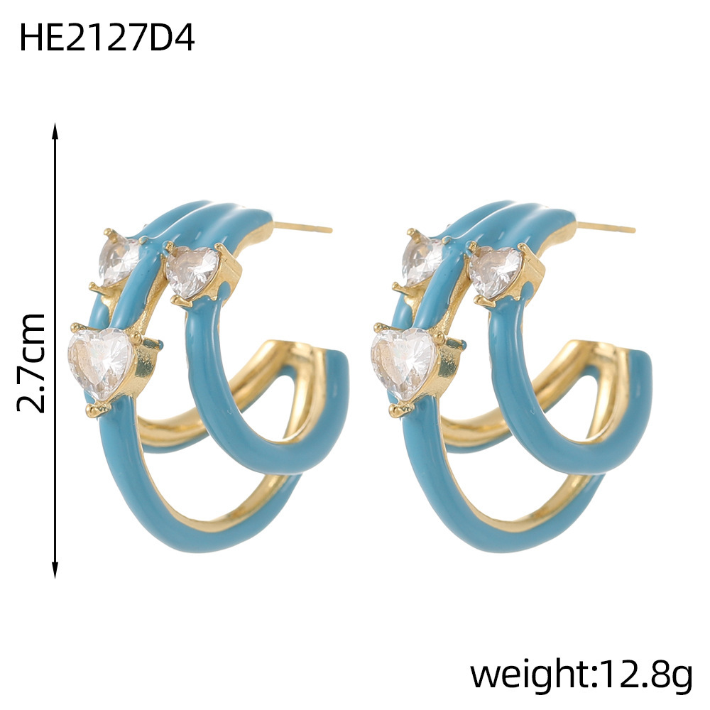 Fashionable Stainless Steel Women's Drop Oil Earrings  Style Titanium Steel Earring Jewelry Accessories